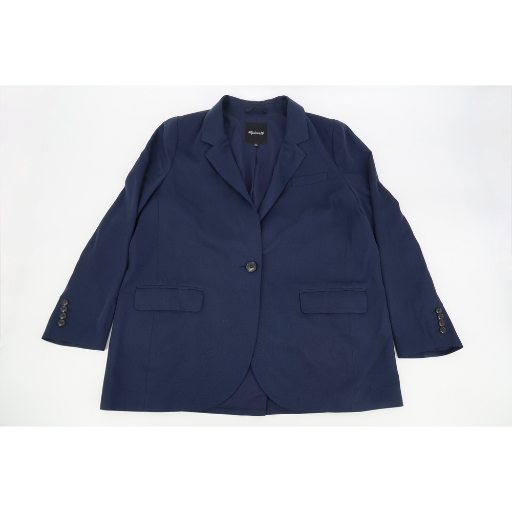 Madewell Women's XL The Larsen Blazer in Drapeweave Deep Indigo Jacket Navy